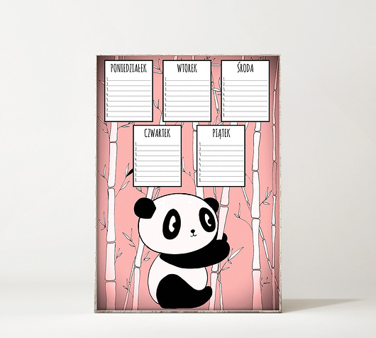 obrazy i plakaty do pokoju dziecięcego Plan lekcji A3. Panda