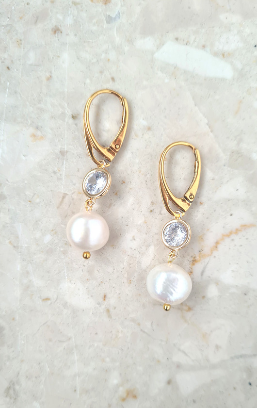 kolczyki pozłacane Kolczyki pozłacane CRYSTAL PEARLS II - unikat