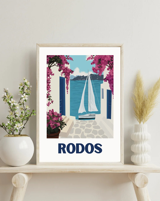 grafiki i ilustracje RODOS - plakat Grecka wyspa