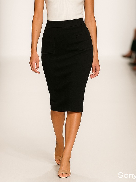 spódnice midi Spódnica czarna  YY600179