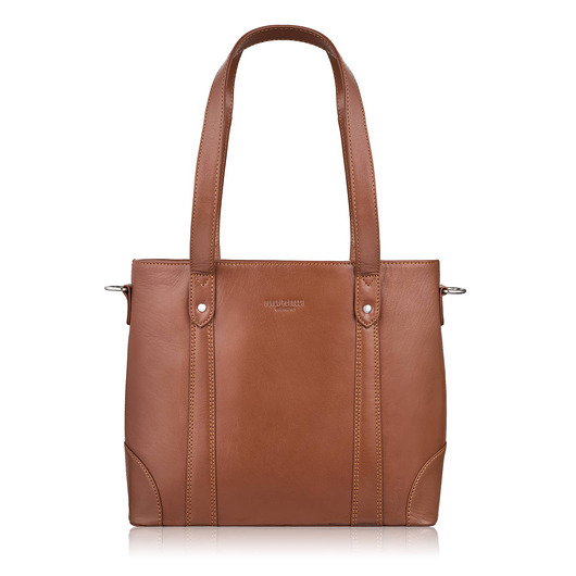torby na ramię Torebka damska skórzana na ramię duża koniakowa torba damska shopper T-41-CG