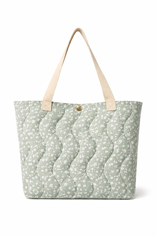 torebki różne Torba pikowana - kwiatki, szałwia