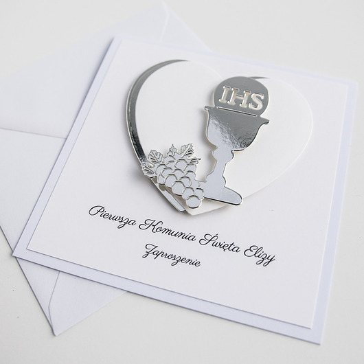 zaproszenia na komunię Zaproszenie na komunię srebrny kielich
