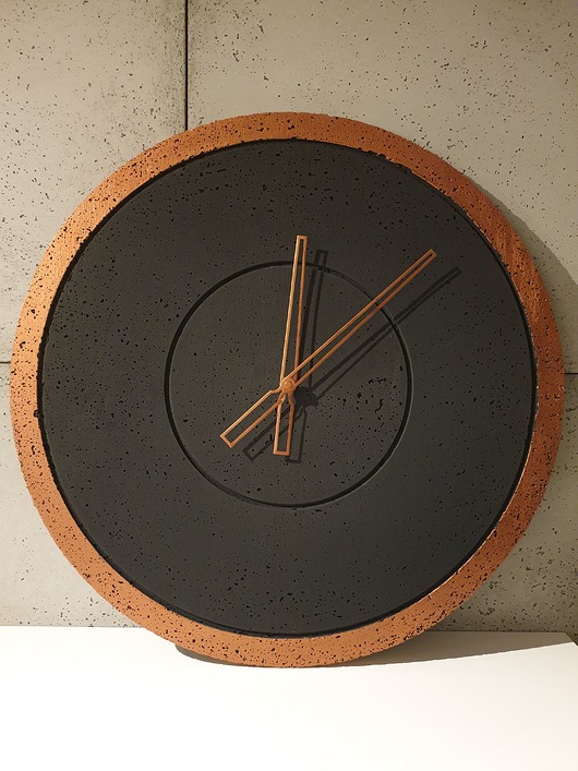 zegary Zegar betonowy handmade Groove Grafit-Miedź