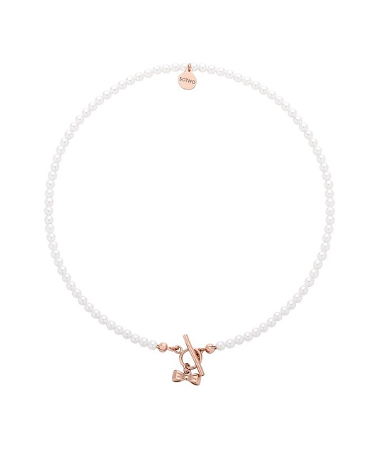 złote naszyjniki Naszyjnik z pereł SWAROVSKI CRYSTAL z kokardką z różowego złocenia