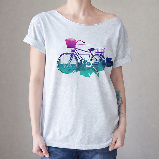 t-shirt damskie Rower Szary Oversize