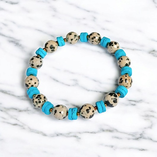 bransoletki z kamieni naturalnych JASPER collection : bransoletka na gumce : jaspis & lawa turkusowa