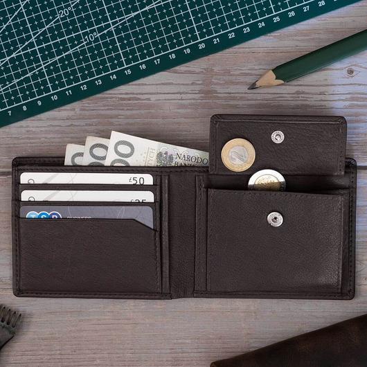 portfele męskie Brązowy Minimalistyczny Portfel Męski Slim Wallet Skóra Licowa SH-3165