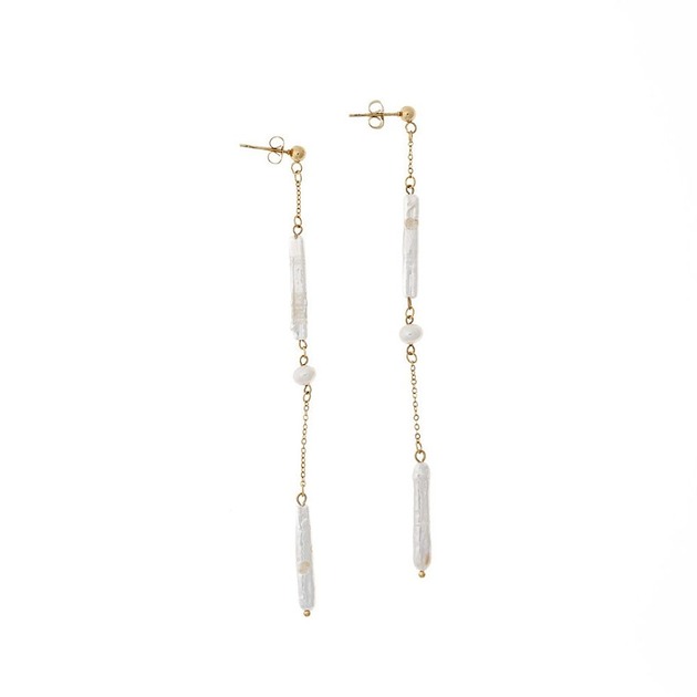 kolczyki - inne Długie kolczyki sztyfty z podłużną Perłą