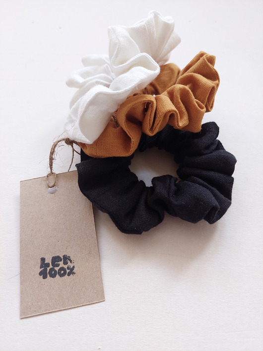 gumki do włosów 100% len, 3 gumki do włosów