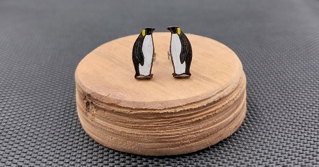 kolczyki drewniane Kolczyki drewniane PINGWINY