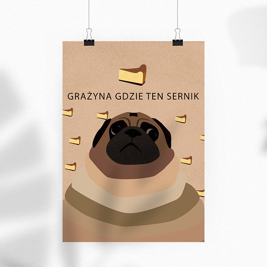 Grażyna mops – plakat 30x40 40x50 PADE SPACE