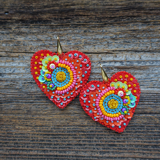 kolczyki soutache Kolekcja Frida - kolczyki kolorowe serca