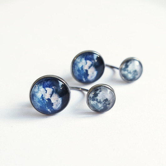 kolczyki szklane Kolczyki - Ziemia i księżyc - stal