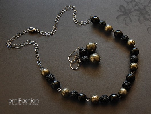 Piryt, Onyks i Lawa wulkaniczna MAREMI Jewelry