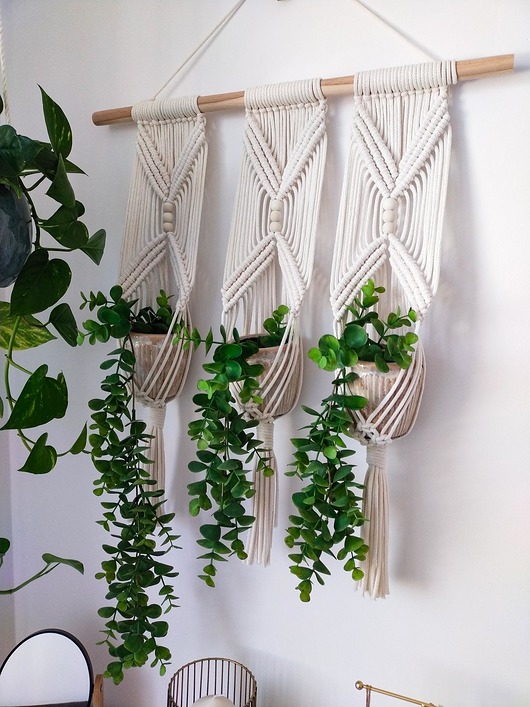kwietniki Kwietnik makrama na 3 doniczki, boho dekoracje
