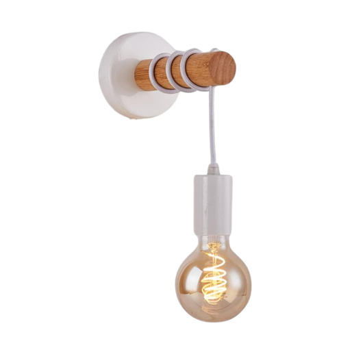 kinkiety Kinkiet lampa ścienna lampa na ścianę drewniana biała LED E27