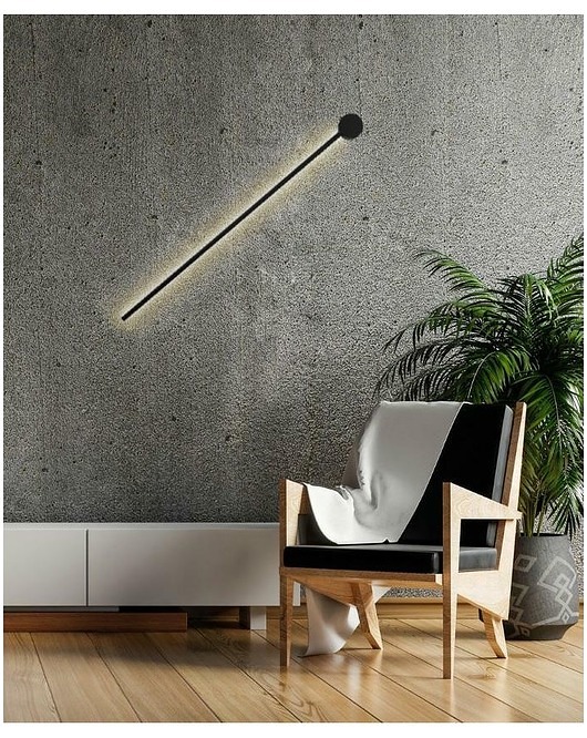 kinkiety Lampa Ścienna Kinkiet Ścienny Ikar Czarny 80 cm
