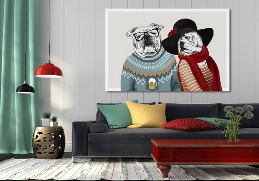 OBRAZ NA PŁÓTNIE -  120x80cm LOVE BULLDOG LUdesign gallery