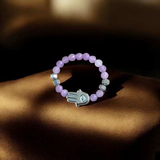 pierścionki elastyczne HARMONIA & OCHRONA - pierścionek : ametyst, srebrny hematyt