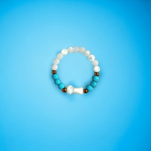 pierścionki elastyczne Pierścionek : GRZYBEK : magnezyt, muszla, hematyt