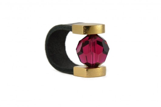 Ruby Leather Ring in Gold Joccos Design