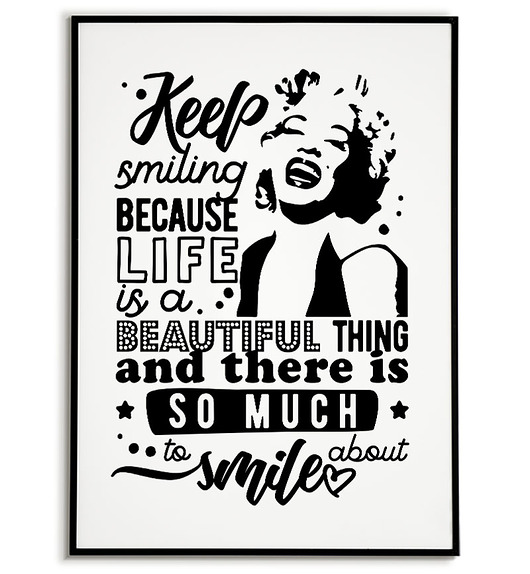 plakaty Plakat motywacyjny Marilyn MONROE napisy czarno-biały