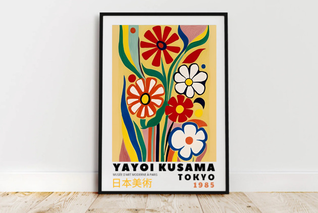 plakaty PLAKAT dekoracyjny retro kwiaty Yayoi Kusama,  poster