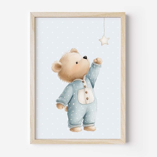 obrazy i plakaty do pokoju dziecięcego Plakat Na Ścianę Dla chłopca Niebieskie misie nr. 9