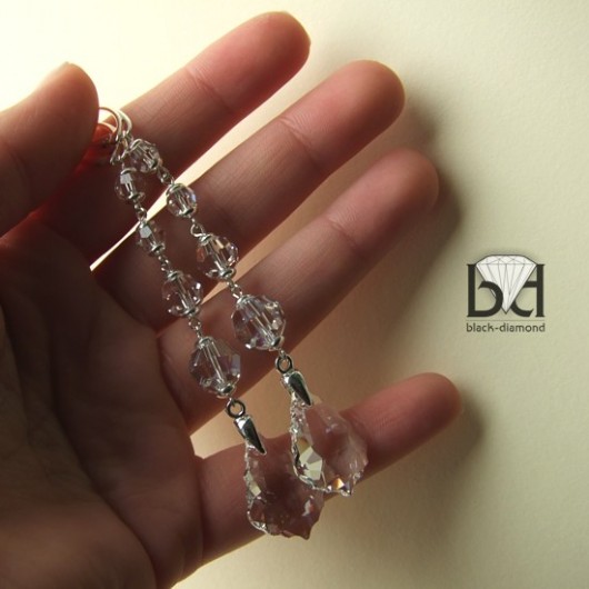 długie - Ślubne kryształ Swarovski Black Diamond