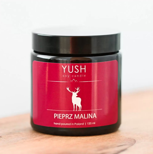 Świeca sojowa PIEPRZ I MALINA 120 ml -YUSH- yush