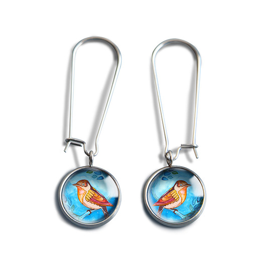 Orange Bird kolczyki długie muamua design