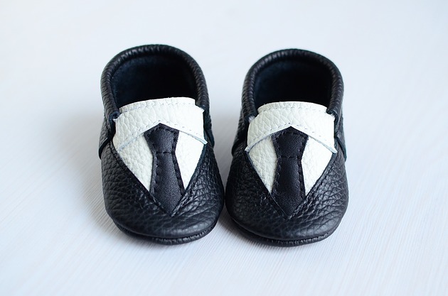 buty dziecięce Mokasyny Czarno-Białe (Suit and Tie)