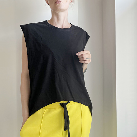 t-shirt damskie Koszulka damska oversize bez rękawów basic