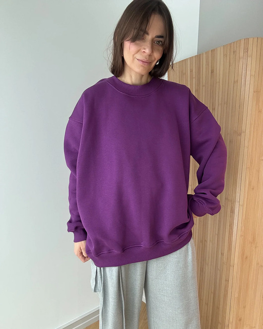 bluza bez kaptura damska Bluza Cheer long royal purple