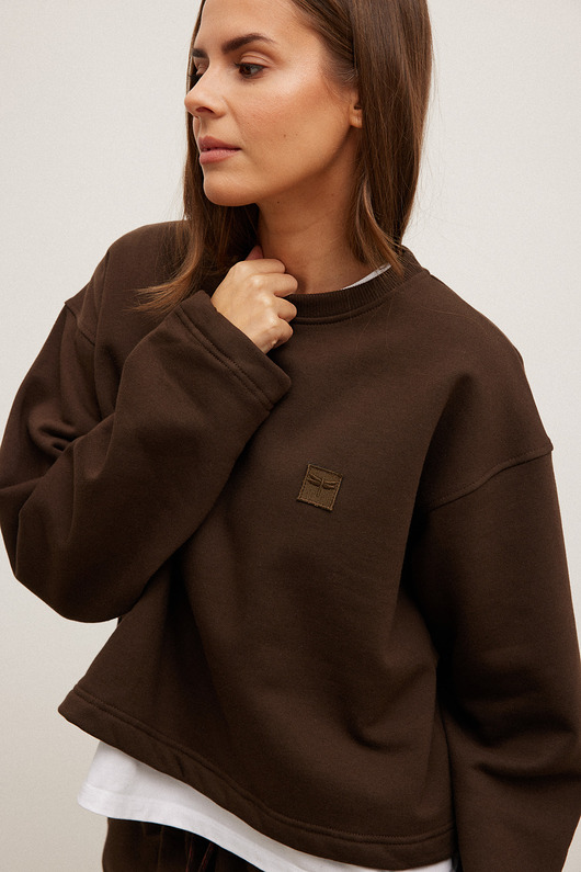 bluza bez kaptura damska Krótka bluza MOSCA chocolate