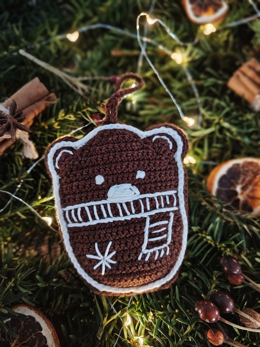 ozdoby choinkowe Miś - szydełkowy pierniczek