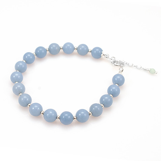 bransoletki z kamieni naturalnych Błękitna bransoletka angelit 8mm srebro