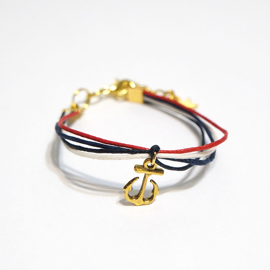bransoletki na sznurku Bransoletka - Kotwica - sznureczki, marynarska