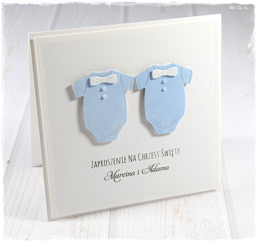 kartki, zaproszenia na chrzest Zaproszenie na Chrzest Święty dla bliźniąt W1