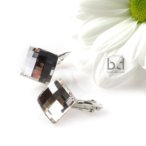 Klipsy z kryształem Swarovski 10mm Black Diamond