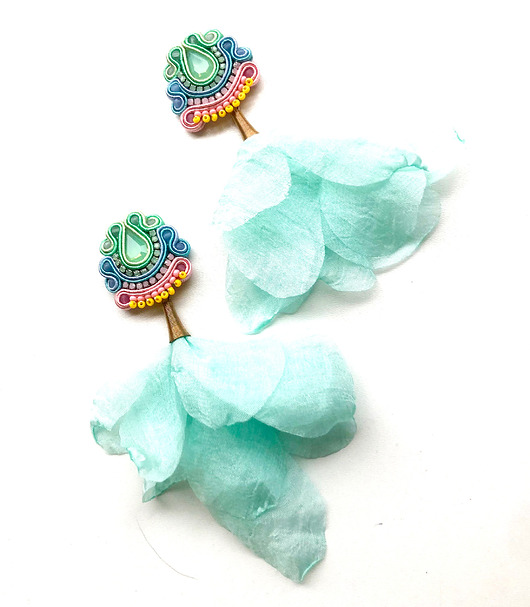 kolczyki soutache Sutaszowe kolczyki  ROVERETO mint