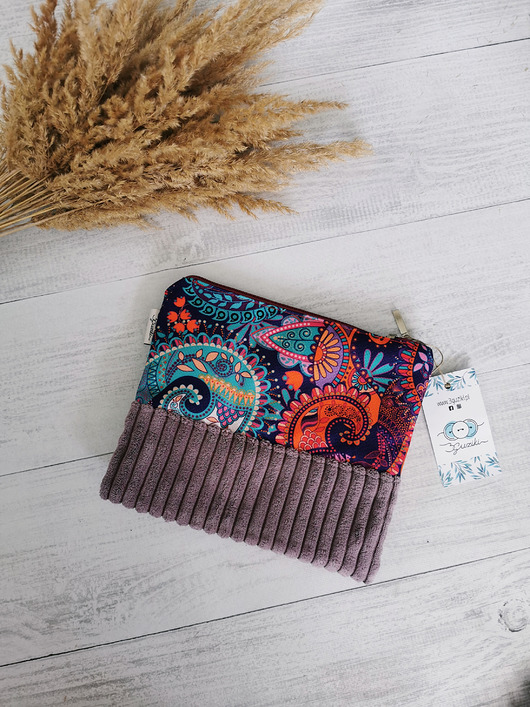 kosmetyczki Kosmetyczka etui sztruksowy paisley