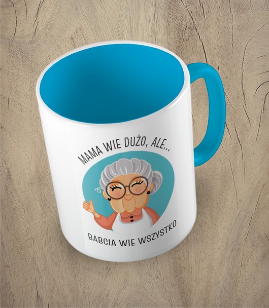 kubki Kolorowy kubek BABCIA WIE WSZYSTKO