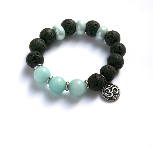 LUX, UNIKATOWA bransoleta MINT & BLACK kaktusia