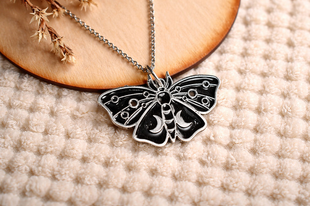 wisiory Czarny Motyl, Czarna Ćma- Wisiorek, Naszyjnik, Zawieszka