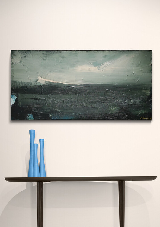 obrazy Obraz ręcznie malowany na płótnie 30 x 60 cm - abstrakcyjny pejzaż
