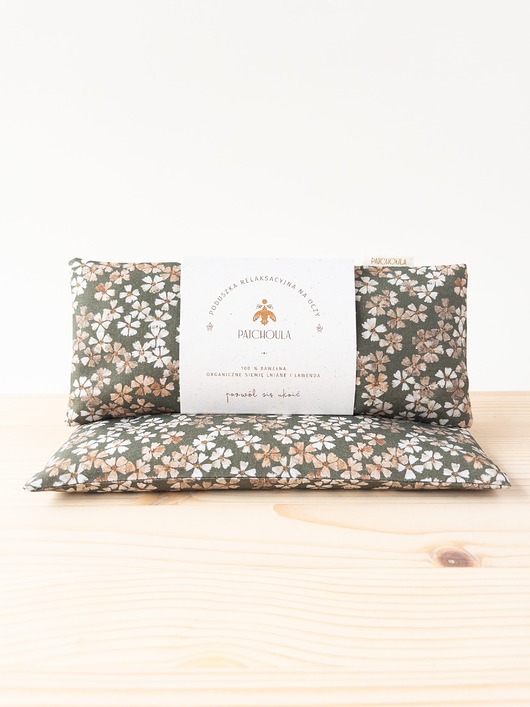 opaski na oczy Poduszka relaksacyjna na oczy z ekologicznymi nasionami lnu i kwiatami lawendy.