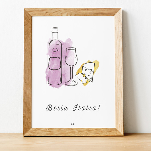Plakat Bella Italia. Włochy - wino i ser Moje Metro