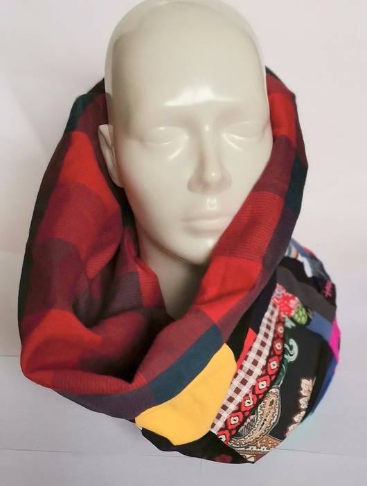 komin patchworkowy boho handmade kolorowy ruda klara